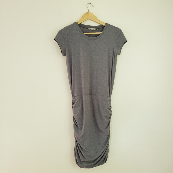 Athleta Dresses & Skirts - Athleta Ruched Cinched Short Sleeve Grey Dress